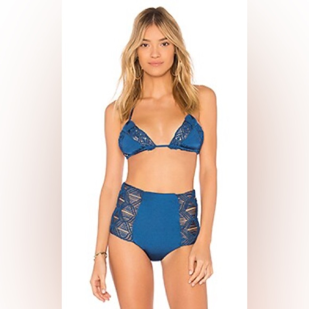 Beach Bunny Blue Lace Triangle Bikini Set